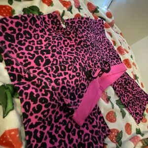 Hot Kiss Pink and Black Leopard Print Pajama Set